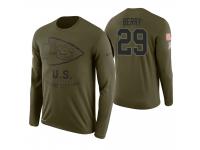 Men Kansas City Chiefs #29 Eric Berry 2018 Salute to Service Long Sleeve Olive T-Shirt