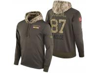 Men Kansas City Chiefs #87 Travis Kelce Olive 2017 Salute to Service Hoodie
