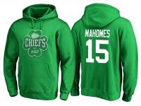 Men Kansas City Chiefs Patrick Mahomes #15 Kelly Green St. Patrick Day Emerald Isle Pullover Hoodie