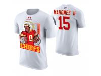 Men Kansas City Chiefs Patrick Mahomes II #15 White Cartoon And Comic Artistic Painting T-Shirt
