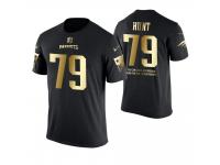 Men New England Patriots Jim Lee Hunt #79 Metall Dark Golden Special Limited Edition Retired Player With Message T-Shirt