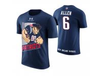 Men New England Patriots Ryan Allen #6 Navy Cartoon And Comic Artistic Painting T-Shirt