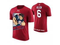 Men New England Patriots Ryan Allen #6 Red Cartoon And Comic Artistic Painting T-Shirt