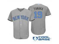 Men New York Yankees #19 Masahiro Tanaka Majestic Gray Fashion 2016 Father's Day Cool Base Jersey