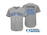 Men New York Yankees #25 Mark Teixeira Majestic Gray Fashion 2016 Father's Day Cool Base Jersey