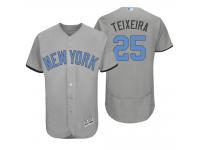 Men New York Yankees #25 Mark Teixeira Majestic Gray Fashion 2016 Father's Day Flex Base Jersey