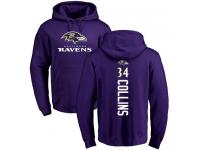 Men Nike Alex Collins Purple Backer - NFL Baltimore Ravens #34 Pullover Hoodie