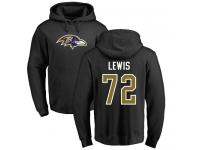 Men Nike Alex Lewis Black Name & Number Logo - NFL Baltimore Ravens #72 Pullover Hoodie