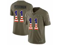 Men Nike Baltimore Ravens #11 Breshad Perriman Limited Olive/USA Flag Salute to Service NFL Jersey