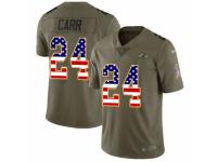 Men Nike Baltimore Ravens #24 Brandon Carr Limited Olive/USA Flag Salute to Service NFL Jersey