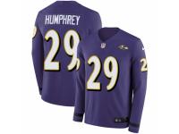 Men Nike Baltimore Ravens #29 Marlon Humphrey Limited Purple Therma Long Sleeve NFL Jersey