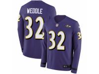 Men Nike Baltimore Ravens #32 Eric Weddle Limited Purple Therma Long Sleeve NFL Jersey