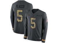 Men Nike Baltimore Ravens #5 Joe Flacco Limited Black Salute to Service Therma Long Sleeve NFL Jersey
