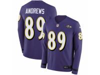 Men Nike Baltimore Ravens #89 Mark Andrews Limited Purple Therma Long Sleeve NFL Jersey
