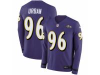 Men Nike Baltimore Ravens #96 Brent Urban Limited Purple Therma Long Sleeve NFL Jersey