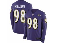 Men Nike Baltimore Ravens #98 Brandon Williams Limited Purple Therma Long Sleeve NFL Jersey