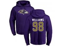 Men Nike Brandon Williams Purple Name & Number Logo - NFL Baltimore Ravens #98 Pullover Hoodie