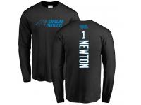 Men Nike Cam Newton Black Backer - NFL Carolina Panthers #1 Long Sleeve T-Shirt