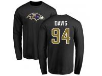 Men Nike Carl Davis Black Name & Number Logo - NFL Baltimore Ravens #94 Long Sleeve T-Shirt