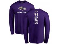 Men Nike Carl Davis Purple Backer - NFL Baltimore Ravens #94 Long Sleeve T-Shirt