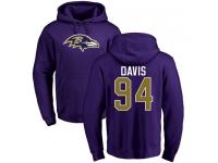 Men Nike Carl Davis Purple Name & Number Logo - NFL Baltimore Ravens #94 Pullover Hoodie