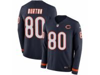 Men Nike Chicago Bears #80 Trey Burton Limited Navy Blue Therma Long Sleeve NFL Jersey