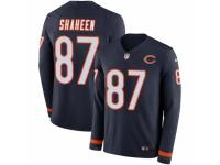 Men Nike Chicago Bears #87 Adam Shaheen Limited Navy Blue Therma Long Sleeve NFL Jersey