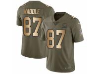 Men Nike Chicago Bears #87 Tom Waddle Limited Olive/Gold Salute to Service NFL Jersey