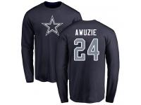 Men Nike Chidobe Awuzie Navy Blue Name & Number Logo - NFL Dallas Cowboys #24 Long Sleeve T-Shirt