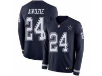 Men Nike Dallas Cowboys #24 Chidobe Awuzie Limited Navy Blue Therma Long Sleeve NFL Jersey