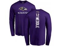 Men Nike Eric Weddle Purple Backer - NFL Baltimore Ravens #32 Long Sleeve T-Shirt