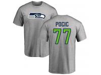 Men Nike Ethan Pocic Ash Name & Number Logo - NFL Seattle Seahawks #77 T-Shirt