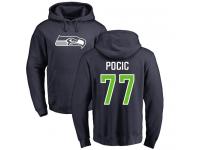 Men Nike Ethan Pocic Navy Blue Name & Number Logo - NFL Seattle Seahawks #77 Pullover Hoodie