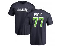 Men Nike Ethan Pocic Navy Blue Name & Number Logo - NFL Seattle Seahawks #77 T-Shirt