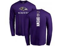 Men Nike John Brown Purple Backer - NFL Baltimore Ravens #13 Long Sleeve T-Shirt
