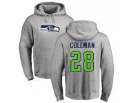 Men Nike Justin Coleman Ash Name & Number Logo - NFL Seattle Seahawks #28 Pullover Hoodie