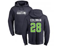 Men Nike Justin Coleman Navy Blue Name & Number Logo - NFL Seattle Seahawks #28 Pullover Hoodie