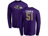 Men Nike Kamalei Correa Purple Name & Number Logo - NFL Baltimore Ravens #51 Long Sleeve T-Shirt