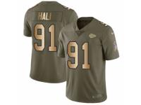 Men Nike Kansas City Chiefs #91 Tamba Hali Limited Olive/Gold 2017 Salute to Service NFL Jersey