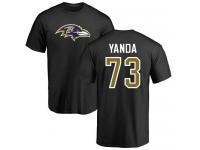 Men Nike Marshal Yanda Black Name & Number Logo - NFL Baltimore Ravens #73 T-Shirt