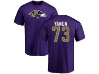 Men Nike Marshal Yanda Purple Name & Number Logo - NFL Baltimore Ravens #73 T-Shirt