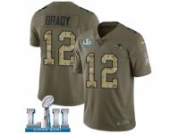 Men Nike New England Patriots #12 Tom Brady Limited Olive Camo 2017 Salute to Service Super Bowl LII NFL Jersey