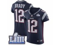 Men Nike New England Patriots #12 Tom Brady Navy Blue Team Color Vapor Untouchable Elite Player Super Bowl LIII Bound NFL Jersey
