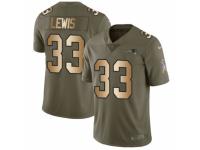 Men Nike New England Patriots #33 Dion Lewis Limited Olive/Gold 2017 Salute to Service NFL Jersey
