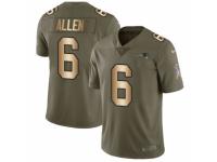 Men Nike New England Patriots #6 Ryan Allen Limited Olive/Gold 2017 Salute to Service NFL Jersey