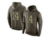 Men Nike NFL Baltimore Ravens #14 Marlon Brown Olive Salute To Service KO Performance Hoodie