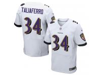 Men Nike NFL Baltimore Ravens #34 Lorenzo Taliaferro Authentic Elite Road White Jersey