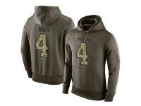 Men Nike NFL Baltimore Ravens #4 Sam Koch Olive Salute To Service KO Performance Hoodie
