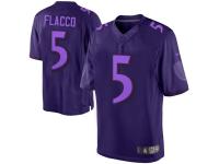 Men Nike NFL Baltimore Ravens #5 Joe Flacco Purple Drenched Limited Jersey
