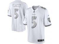 Men Nike NFL Baltimore Ravens #5 Joe Flacco White Platinum Limited Jersey